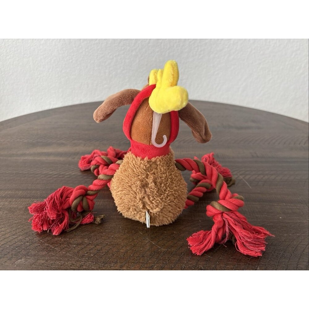 Rudolph Red Nosed Reindeer 15”Plush Red Rope Squeak Dog Toy “Fetch For Pets.” - Picture 4 of 6